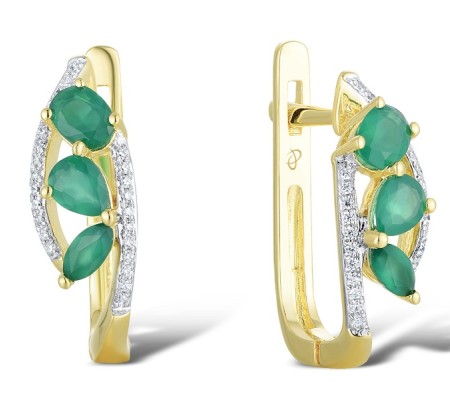 14KYW Earrings Emerald,Diamond (E304218EMR14KYW)