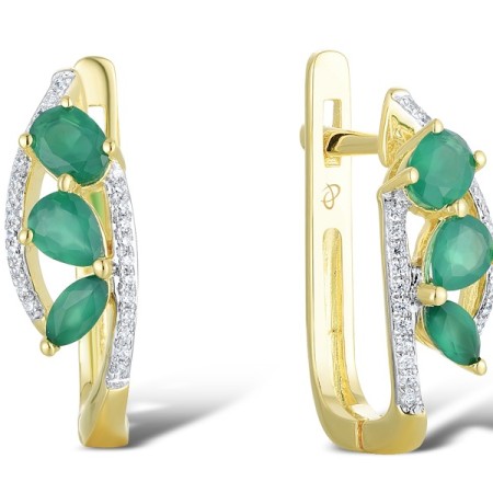 14KYW Earrings Emerald,Diamond (E304218EMR14KYW)