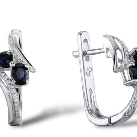 14KW Earrings Blue Sapphire,Diamond (E304219SAP14KW)