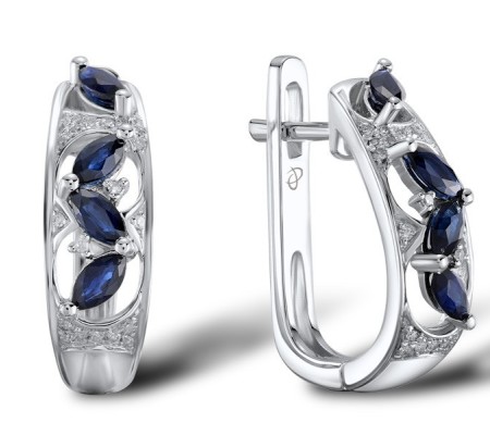 14KW Earrings Blue Sapphire,Diamond (E304221SAP14KW)