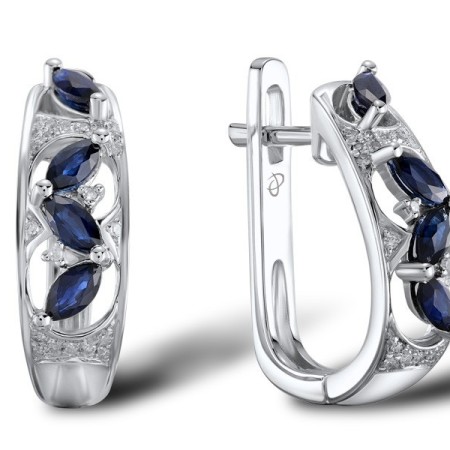 14KW Earrings Blue Sapphire,Diamond (E304221SAP14KW)