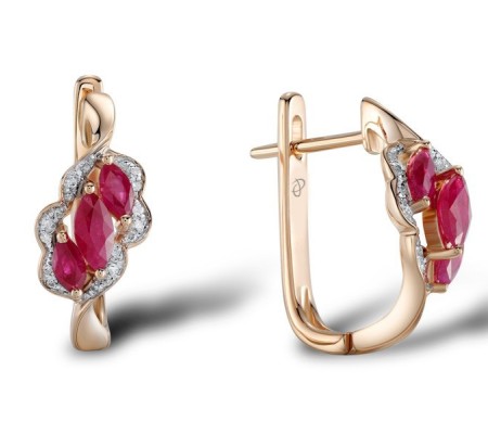 14KRW Earrings Diamond,Ruby (E304229RUY14KRW)