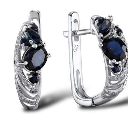 14KW Earrings Blue Sapphire,Diamond (E304231SAP14KW)