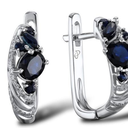 14KW Earrings Blue Sapphire,Diamond (E304231SAP14KW)