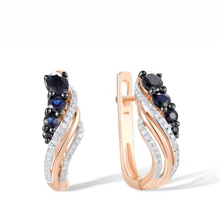 14KRWB Earrings Blue Sapphire,Diamond (E304232SAP14KRWB)