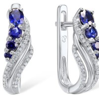 14KW Earrings Blue Sapphire,Diamond (E304232SAP14KW)