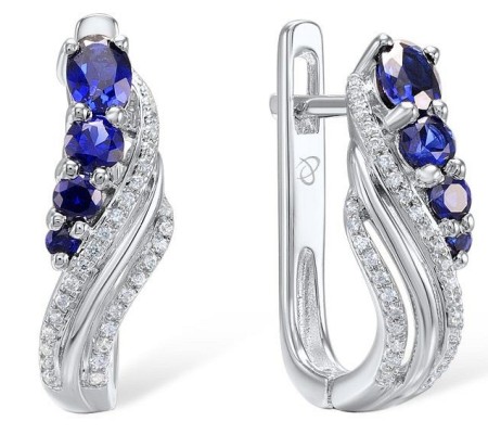 14KW Earrings Blue Sapphire,Diamond (E304232SAP14KW)