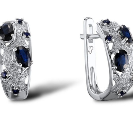 14KW Earrings Blue Sapphire,Diamond (E304234SAP14KW)