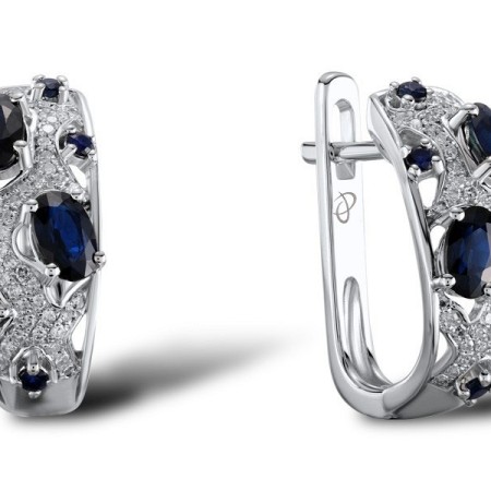 14KW Earrings Blue Sapphire,Diamond (E304234SAP14KW)