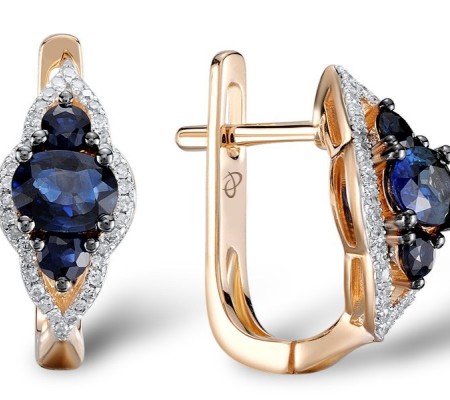 14KRWB Earrings Blue Sapphire,Diamond (E304235SAP14KRWB)