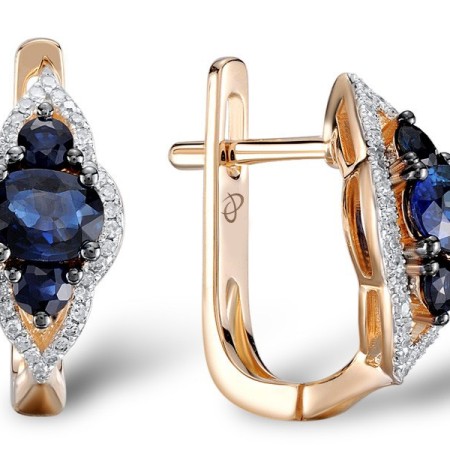 14KRWB Earrings Blue Sapphire,Diamond (E304235SAP14KRWB)