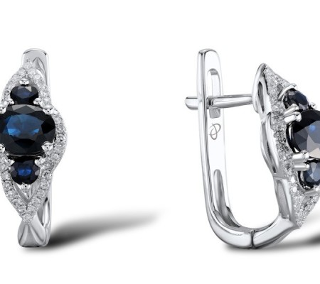 14KW Earrings Blue Sapphire,Diamond (E304235SAP14KW)