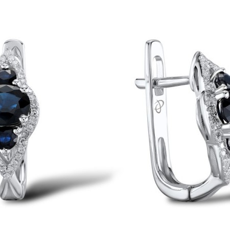 14KW Earrings Blue Sapphire,Diamond (E304235SAP14KW)