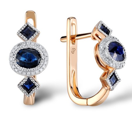 14KRW Earrings Blue Sapphire,Diamond (E304236SAP14KRW)