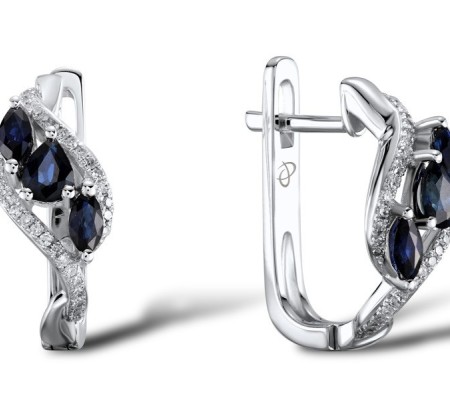 14KW Earrings Diamond,Blue Sapphire (E304237SAP14KW)