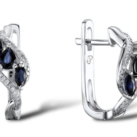 14KW Earrings Diamond,Blue Sapphire (E304237SAP14KW)