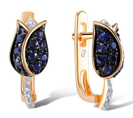 14KRWB Earrings Diamond,Blue Sapphire (E304248SAP14KRWB)