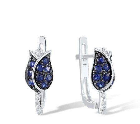14KWB Earrings Blue Sapphire,Diamond (E304248SAP14KWB)