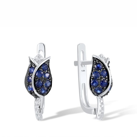 14KWB Earrings Blue Sapphire,Diamond (E304248SAP14KWB)