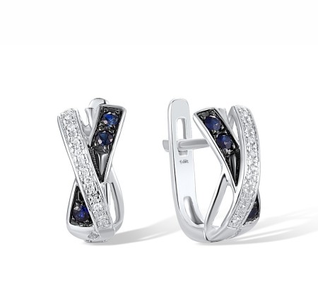 14KWB Earrings Blue Sapphire,Diamond (E304249SAP14KWB)