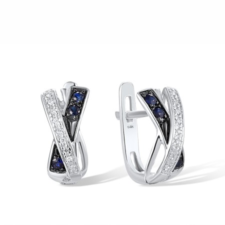 14KWB Earrings Blue Sapphire,Diamond (E304249SAP14KWB)