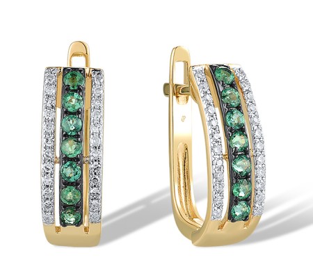 14KYWB Earrings Diamond,Emerald (E304253EMR14KYWB)