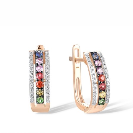 14KRWB Earrings Blue Sapphire,Diamond,Green Garnet,Orange Sapphire,Pink Sapphire,Yellow Sapphire (E304253MUL14KRWB)