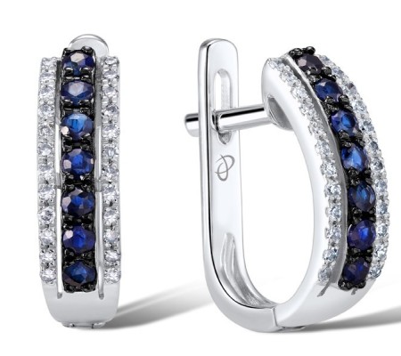 14KWB Earrings Blue Sapphire,Diamond (E304253SAP14KWB)