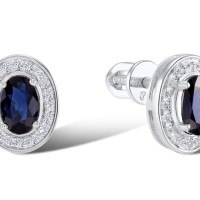 14KW Earrings Blue Sapphire,Diamond (E304254SAP14KW-SR)