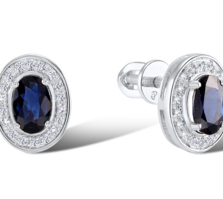 14KW Earrings Blue Sapphire,Diamond (E304254SAP14KW)