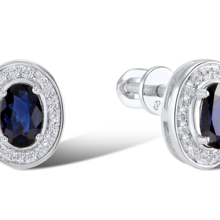 14KW Earrings Blue Sapphire,Diamond (E304254SAP14KW)