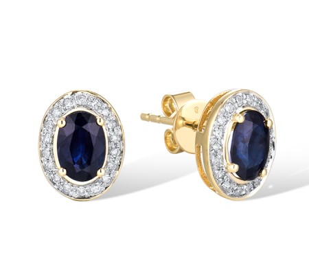 14KYW Earrings Blue Sapphire,Diamond (E304254SAP14KYW)