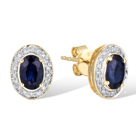 14KYW Earrings Blue Sapphire,Diamond (E304254SAP14KYW)