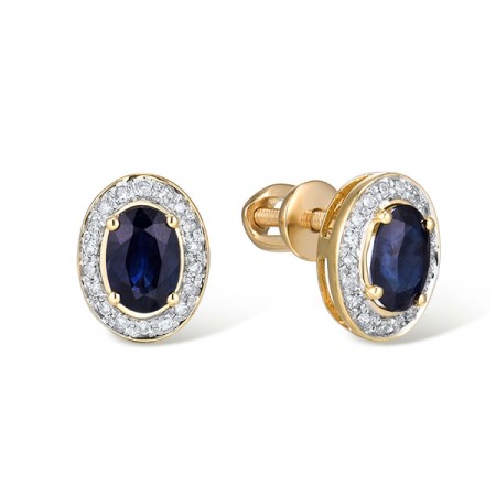 14KYW Earrings Blue Sapphire,Diamond (E304254SAP14KYW-SR)