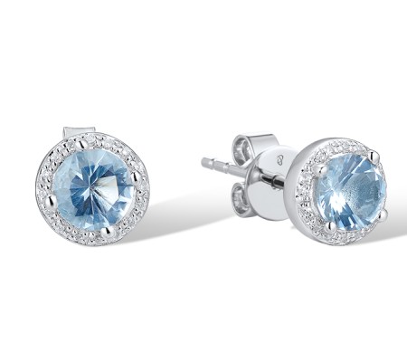 14KW Earrings Blue Topaz (Sky Blue),Diamond (E304255BKT14KW)