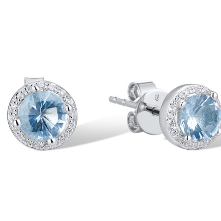 14KW Earrings Blue Topaz (Sky Blue),Diamond (E304255BKT14KW)