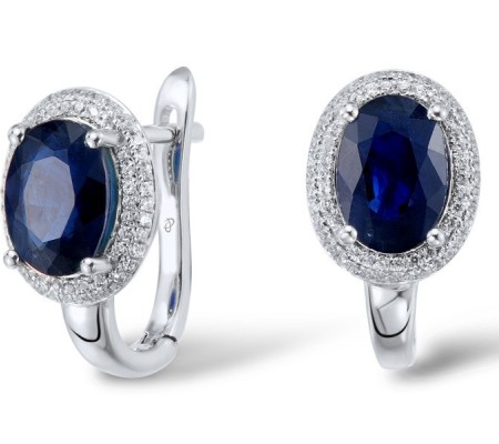 14KW Earrings Blue Sapphire,Diamond (E304261SAP14KW)