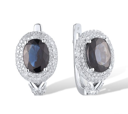 14KW Earrings Blue Sapphire,Diamond (E304264SAP14KW)
