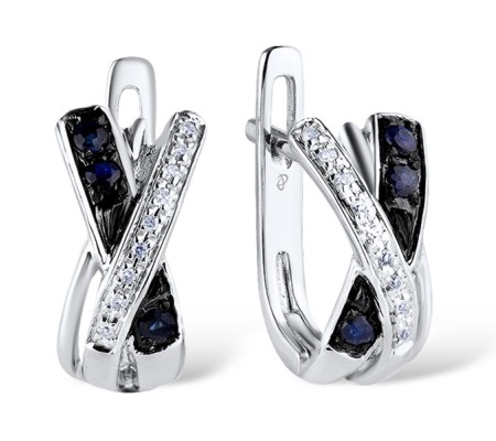 14KWB Earrings Blue Sapphire,Diamond (E304317SAP14KWB)