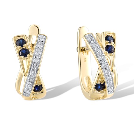 14KYW Earrings Blue Sapphire,Diamond (E304317SAP14KYW)