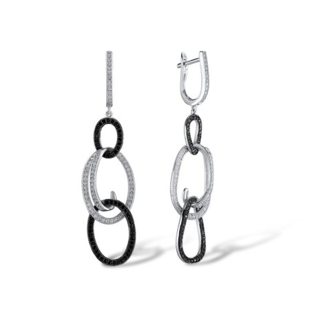 Sterling Silver Earrings Black spinel,White Cubic Zirconia (E304331BSNZSL925)