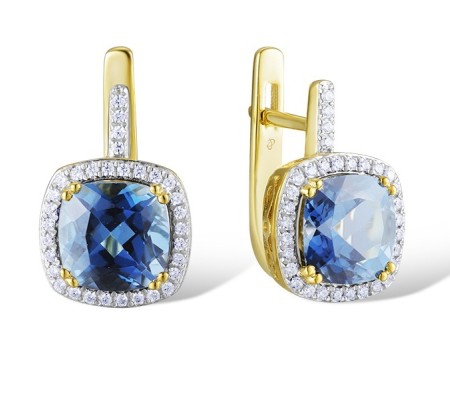 14KYW Earrings Diamond,London Blue Topaz (E304357ALDB14KYW)