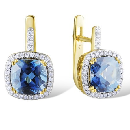 14KYW Earrings Diamond,London Blue Topaz (E304357ALDB14KYW)