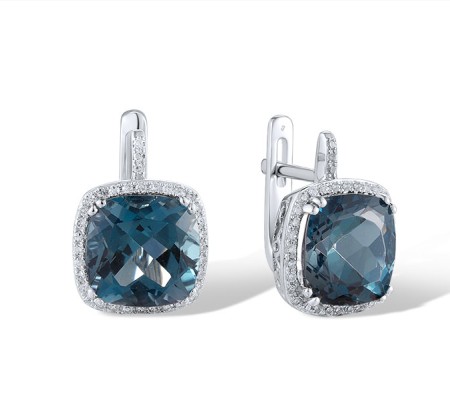 14KW Earrings Diamond,London Blue Topaz (E304357LDB14KW)