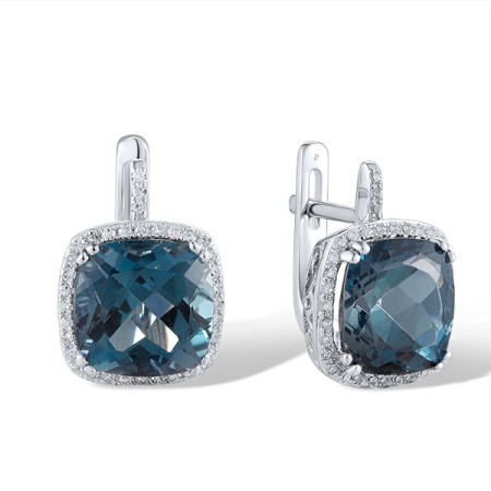 14KW Earrings Diamond,London Blue Topaz (E304357LDB14KW)