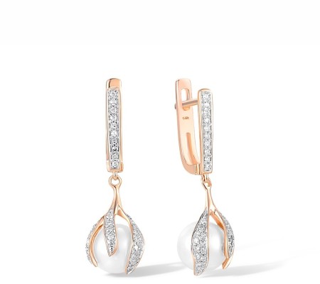 14KRW Earrings Diamond,Fresh Water White Pearl (E304358FWP14KRW)