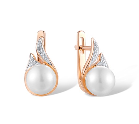 14KRW Earrings Diamond,Fresh Water White Pearl (E304359FWP14KRW)