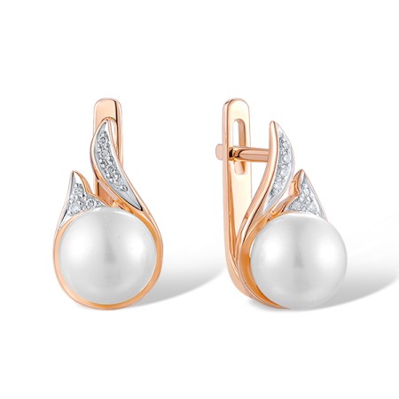 14KRW Earrings Diamond,Fresh Water White Pearl (E304359FWP14KRW)