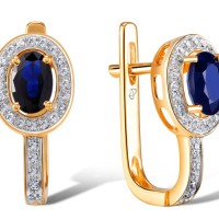 14KRW Earrings Blue Sapphire,Diamond (E304361SAP14KRW)