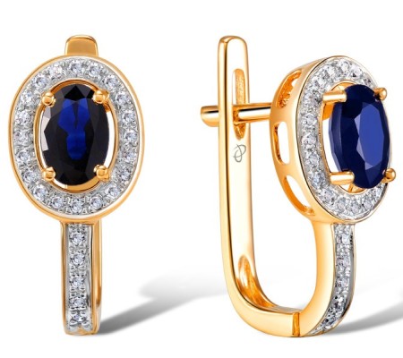 14KRW Earrings Blue Sapphire,Diamond (E304361SAP14KRW)